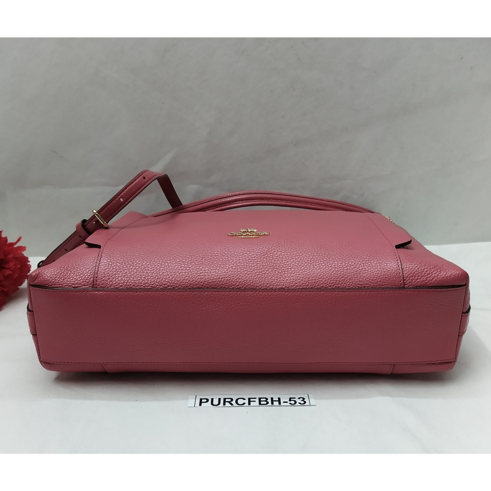 Coach Pink Pebbled Leather Zipper Closure Hobo Crossbody Shoulder Bag - Picture 7 of 16